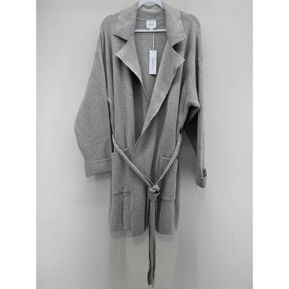 GILLI Light Gray Long Line‎ Wrap Sweater